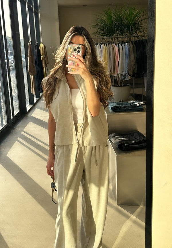 Zippered Sleeveless Top+ Pants Set