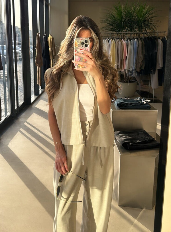 Zippered Sleeveless Top+ Pants Set