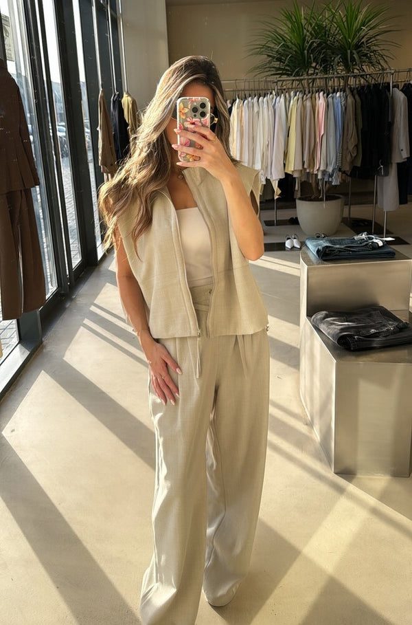 Zippered Sleeveless Top+ Pants Set