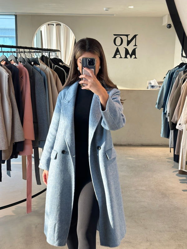 Double Breasted Solid Color Mid Length Coat