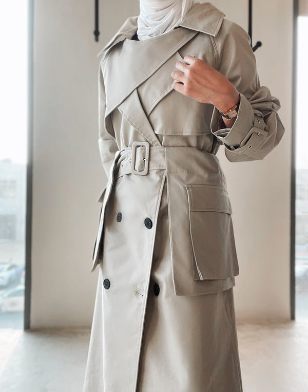 Patchwork Belt Loose Trench for Women Lapel Long