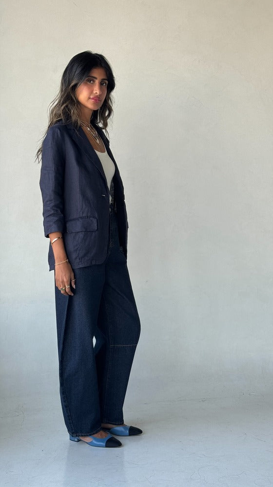 Casual Single Button Blazer  مجموعة الكتان