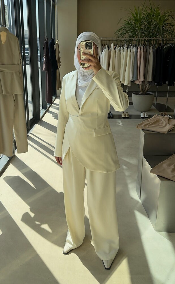 Asymmetrical Hemline Blazer Set
