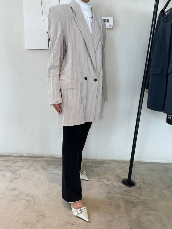 Double Breasted Pockets Pressed Pleat Solid Color Suit