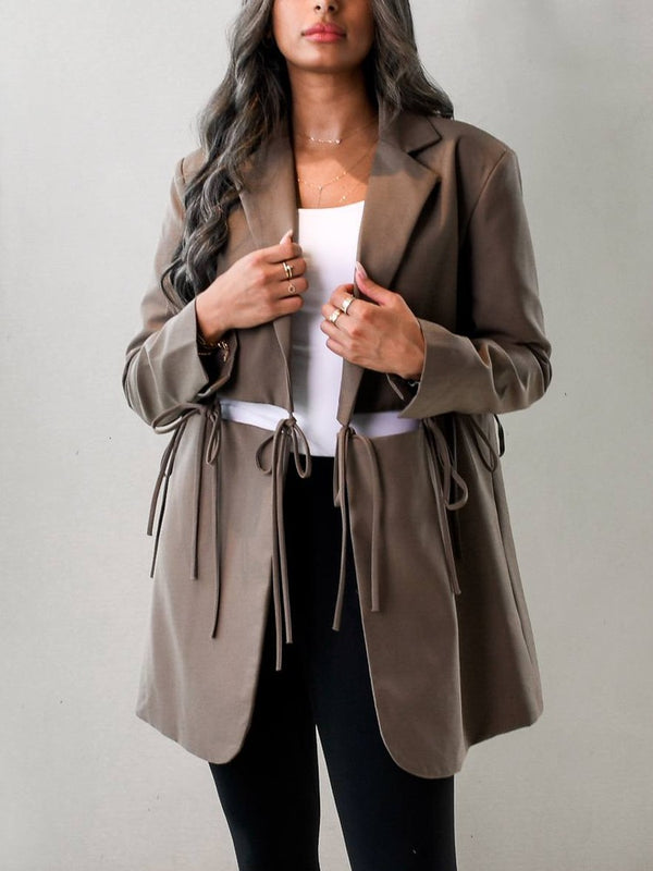 Women  Bandage Hollow Out Casual Blazer