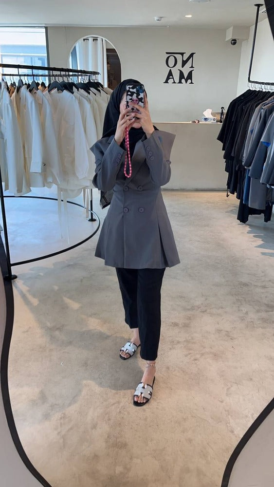 Korean Notched A-line Blazer Dress