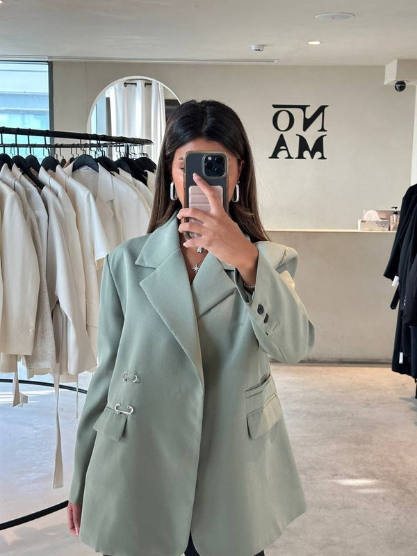 Pin Blazer For Women Notched Irregular Loose Chic Coats