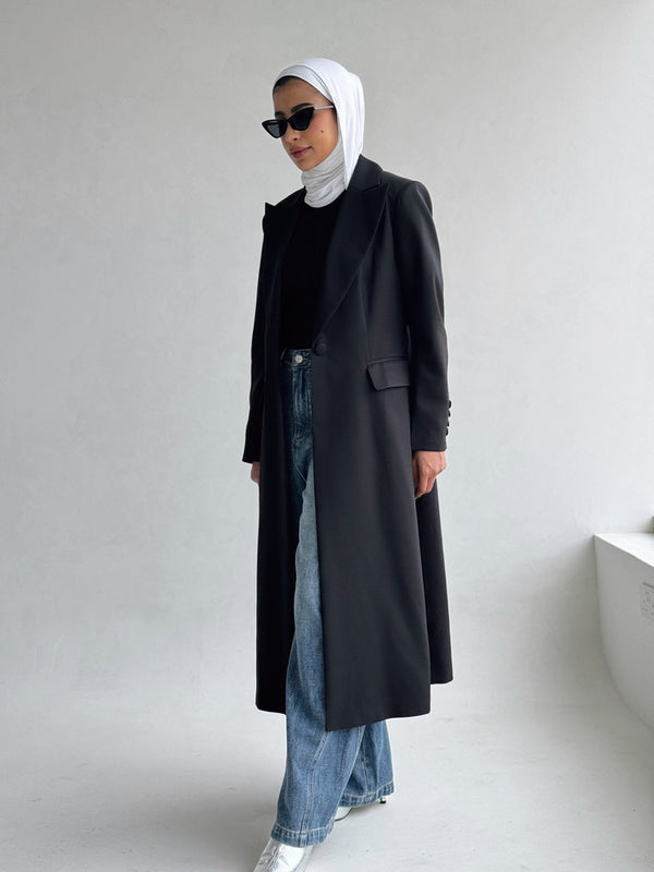 Single Breasted Solid Color Trench Coat بليزر