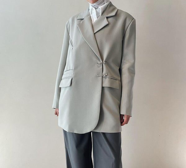 Pin Blazer For Women Notched Irregular Loose Chic Coats