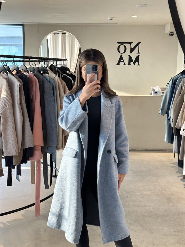 Double Breasted Solid Color Mid Length Coat
